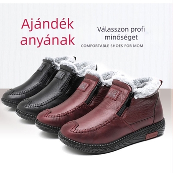 2023 Új Téli Pamut Cipő Középkorú és Idős Anyáknak, Csúszásmentes Puha Talpú Cipő Időseknek, Vastagított és Bársonyos Meleg Hócipő Nőieknek