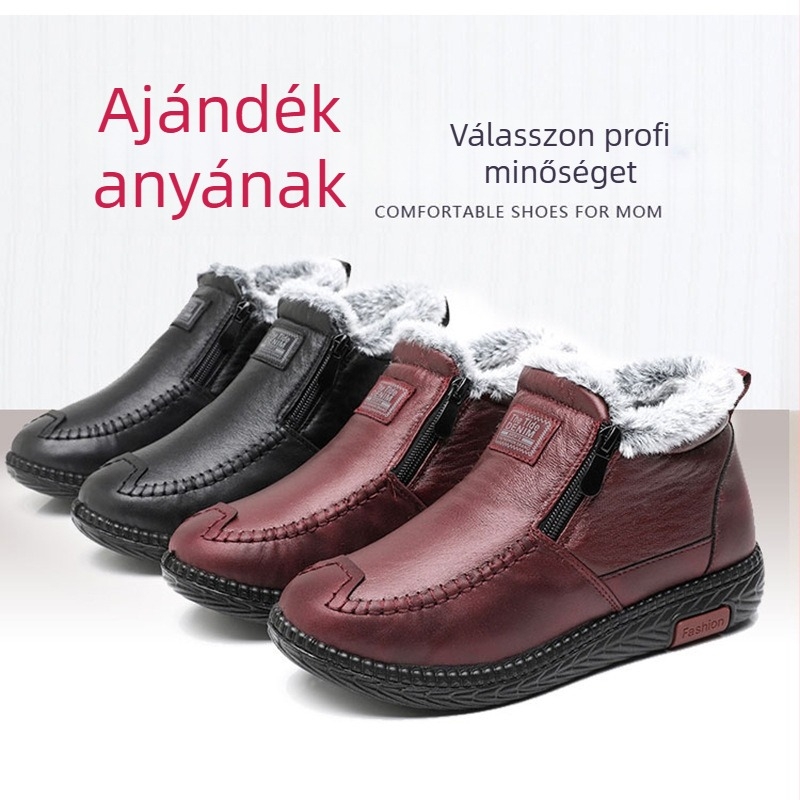 2023 Új Téli Pamut Cipő Középkorú és Idős Anyáknak, Csúszásmentes Puha Talpú Cipő Időseknek, Vastagított és Bársonyos Meleg Hócipő Nőieknek