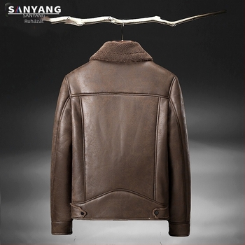 Téli velúr szőrmével integrált, polár béléssel ellátott, vastagított bőrkabát férfi bőrkabát bárányszőrmével motoros nagykereskedelem
