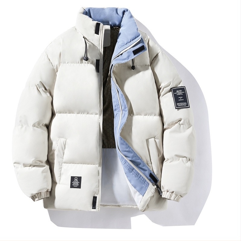 2024 új őszi és téli férfi pamuttal bélelt lezser pamuttal bélelt kabát férfi vastagított pamuttal bélelt kabát kenyérruha állványos gallérral kabát divat