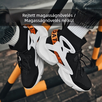Férfi kosárlabda divatos vastag talpú sportcipők apáknak Új, légykapott, magas szárú, őszi magasságnövelő férfi divatos cipők