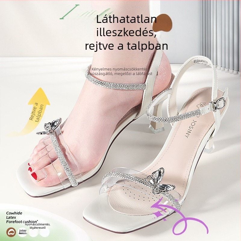 Szandálok Csúszásgátló betét Női Magassarkú Szandálok Lábfejvédő Fájdalomcsillapító Izzadásgátló Csúszásgátló Méretcsökkentett Öntapadós Marhabőr Félméretű betét Nyári