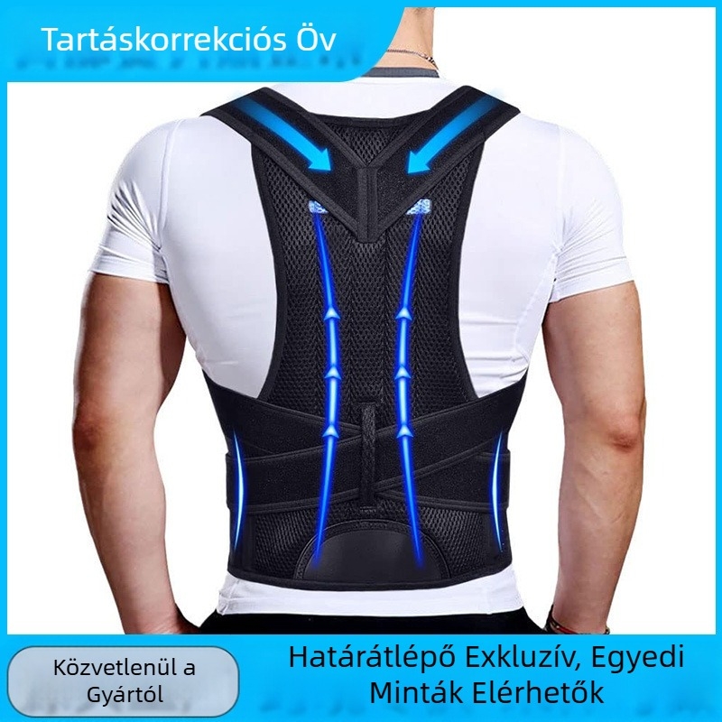 Határokon átnyúló háttartás-korrekció légáteresztő acéllemez-támasztékkal, púpos hátat javító ortézis, unisex testalkat-korrekció
