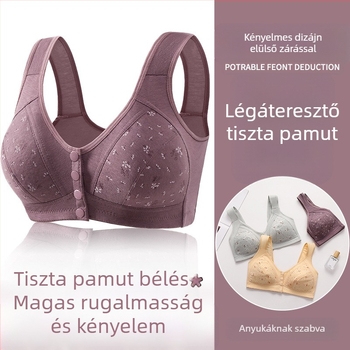 Új nyomtatott elülső csatos alsónemű női puha pamut mellény középkorú és idős melltartó plus size alsónemű nőknek