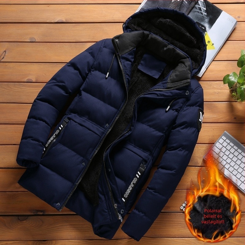 Középkorú és idős apáknak való ruházat férfi téli polár bélésű vastag meleg pamuttal bélelt lezser bő pamuttal bélelt apáknak való férfi ruházat