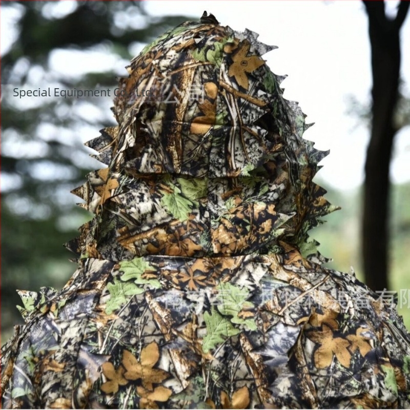 3D bionikus juharlevél álcázó ghillie öltöny, levél láthatatlanná tevő köpeny, lélegző és kényelmes álcázóruha fotózáshoz, madárlövészethez, köpeny