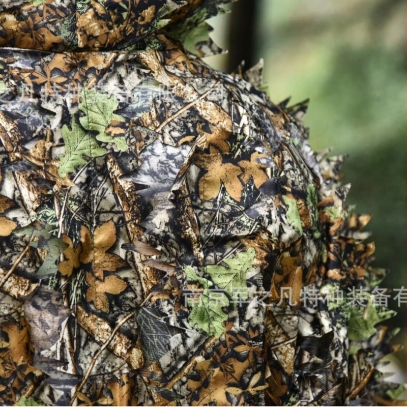 3D bionikus juharlevél álcázó ghillie öltöny, levél láthatatlanná tevő köpeny, lélegző és kényelmes álcázóruha fotózáshoz, madárlövészethez, köpeny