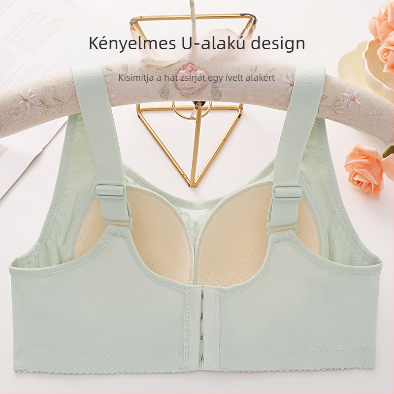 Határokon átnyúló, új, plus size, kényelmes, lélegző, csúszós, könnyű, cső nélküli alsónemű acélgyűrű nélkül, ráncokkal, gyönyörű hátul, acélgyűrű nélküli melltartó
