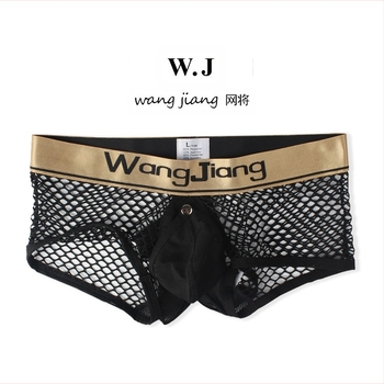 Szexi férfi tiszta pamut ágyékbugyi szexi pamut nagy hálós hátsó üres nyitott ágyékú üreges alacsony derekú lapos szögű európai és amerikai