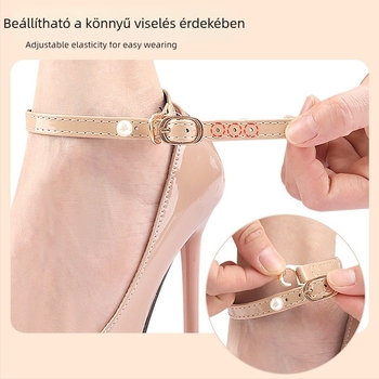 Francia egyszerű gyöngypántos vastag sarokú, hegyes orrú szandál, beépítés nélküli cipők, nagyméretű, kisméretű, leesésgátló sarokpánttal