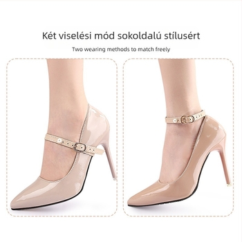 Francia egyszerű gyöngypántos vastag sarokú, hegyes orrú szandál, beépítés nélküli cipők, nagyméretű, kisméretű, leesésgátló sarokpánttal