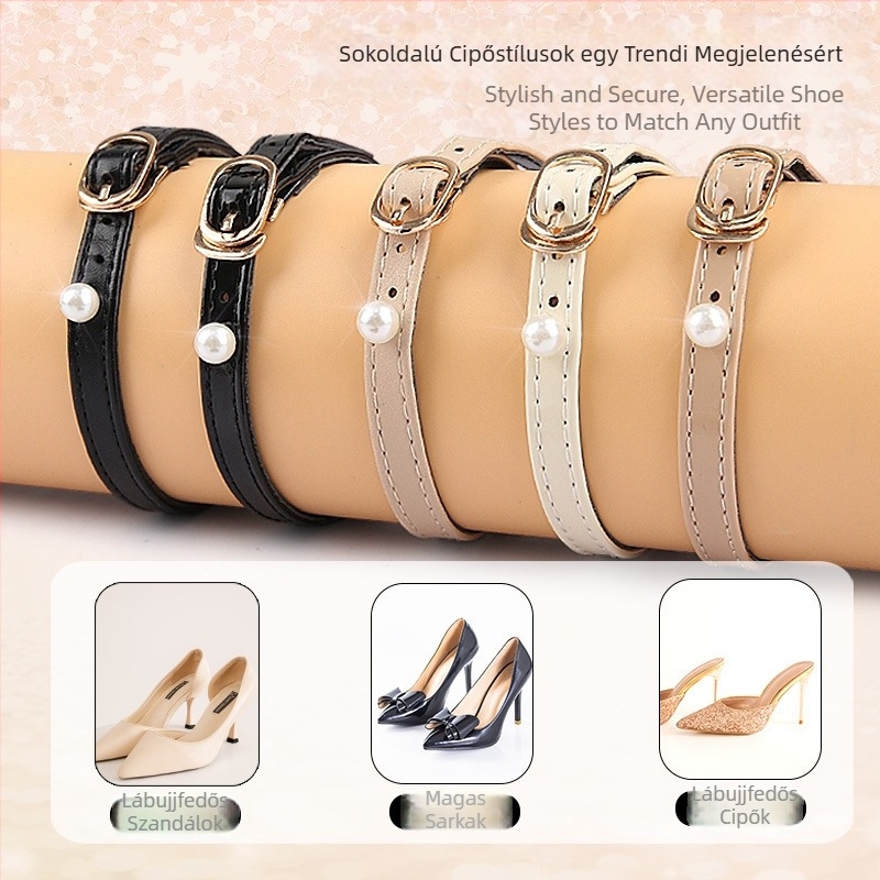 Francia egyszerű gyöngypántos vastag sarokú, hegyes orrú szandál, beépítés nélküli cipők, nagyméretű, kisméretű, leesésgátló sarokpánttal