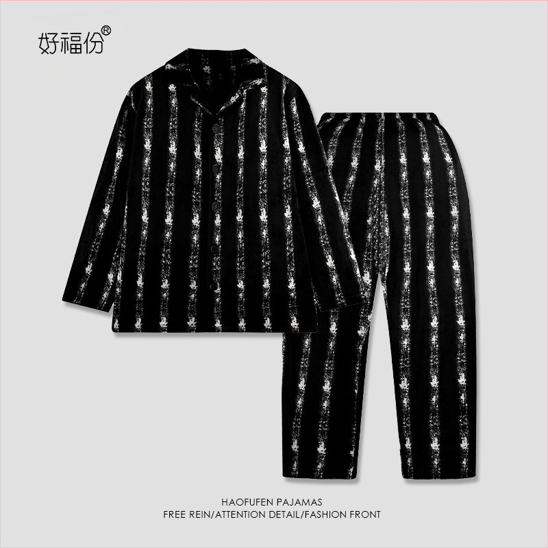 Őszi-téli pizsama férfi téli polárbéléssel, vastagított flanel meleg 2023 új férfi otthoni kosztüm