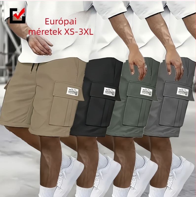 Határokon átnyúló, exkluzív XS-től 3XL-ig terjedő európai méretű cargo rövidnadrágok, lezser sport rövidnadrágok, laza ötpontos rövidnadrág több zsebbel