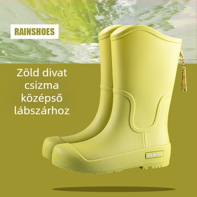 Divatos trendi esőcipők Női vízálló, csúszásmentes, magas hordójú esőcsizma Felnőtt kempingezéshez, kopásálló gumicipők Hosszú hordójú vízicipők