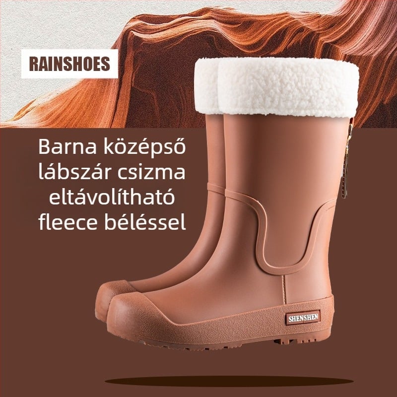 Divatos trendi esőcipők Női vízálló, csúszásmentes, magas hordójú esőcsizma Felnőtt kempingezéshez, kopásálló gumicipők Hosszú hordójú vízicipők