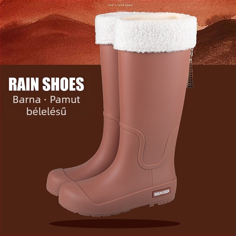 Divatos trendi esőcipők Női vízálló, csúszásmentes, magas hordójú esőcsizma Felnőtt kempingezéshez, kopásálló gumicipők Hosszú hordójú vízicipők