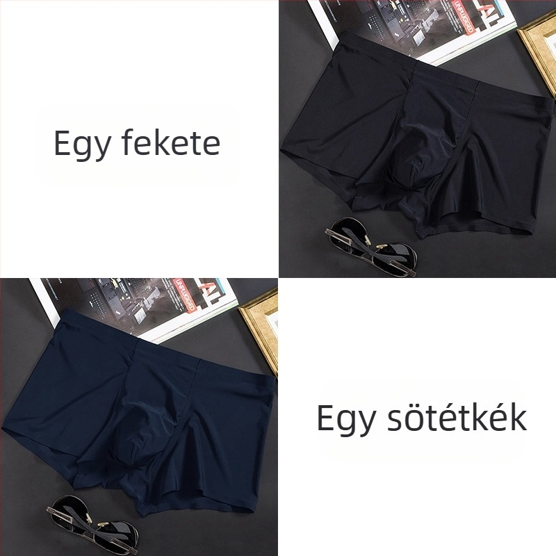Férfi jégselyem vékony, varratmentes boxeralsó, üzleti, lélegző, férfi alsónemű, nyári, kényelmes boxeralsó
