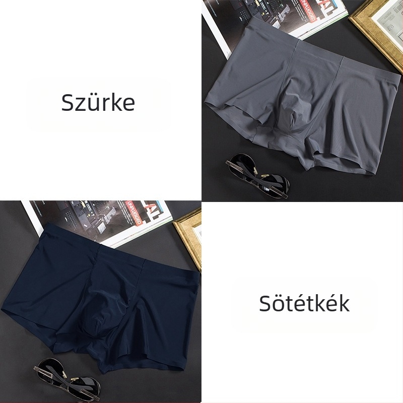 Férfi jégselyem vékony, varratmentes boxeralsó, üzleti, lélegző, férfi alsónemű, nyári, kényelmes boxeralsó