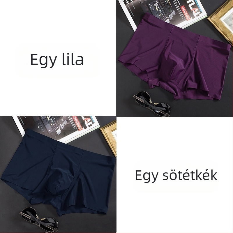 Férfi jégselyem vékony, varratmentes boxeralsó, üzleti, lélegző, férfi alsónemű, nyári, kényelmes boxeralsó