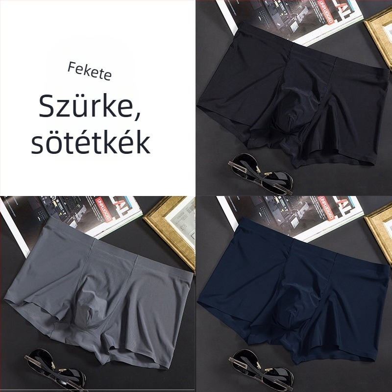 Férfi jégselyem vékony, varratmentes boxeralsó, üzleti, lélegző, férfi alsónemű, nyári, kényelmes boxeralsó