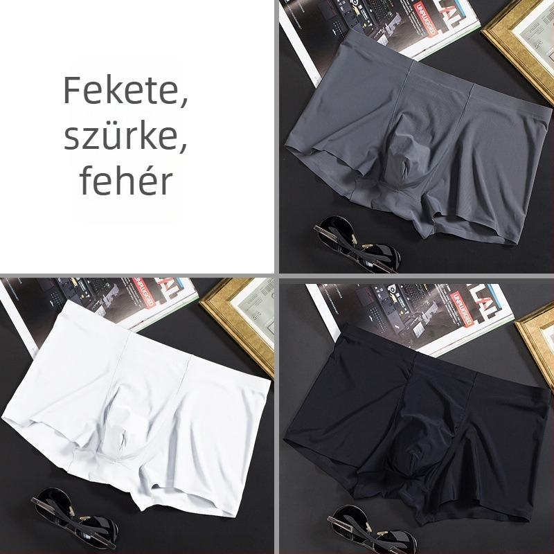 Férfi jégselyem vékony, varratmentes boxeralsó, üzleti, lélegző, férfi alsónemű, nyári, kényelmes boxeralsó