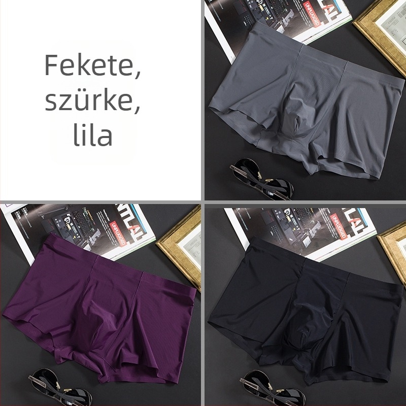 Férfi jégselyem vékony, varratmentes boxeralsó, üzleti, lélegző, férfi alsónemű, nyári, kényelmes boxeralsó