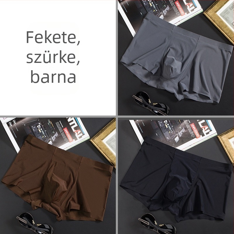 Férfi jégselyem vékony, varratmentes boxeralsó, üzleti, lélegző, férfi alsónemű, nyári, kényelmes boxeralsó