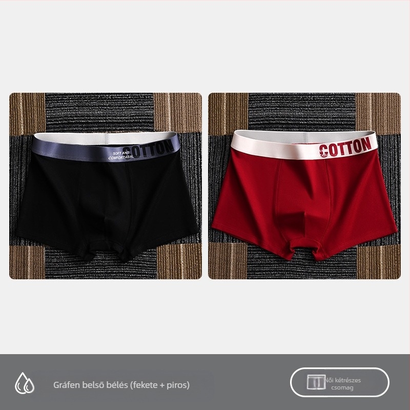 Yalu férfi pamut boxer brief – lélegző, antibakteriális, izzadságot felszívó, középmagas derékhossz, egyszínű, nagy méret