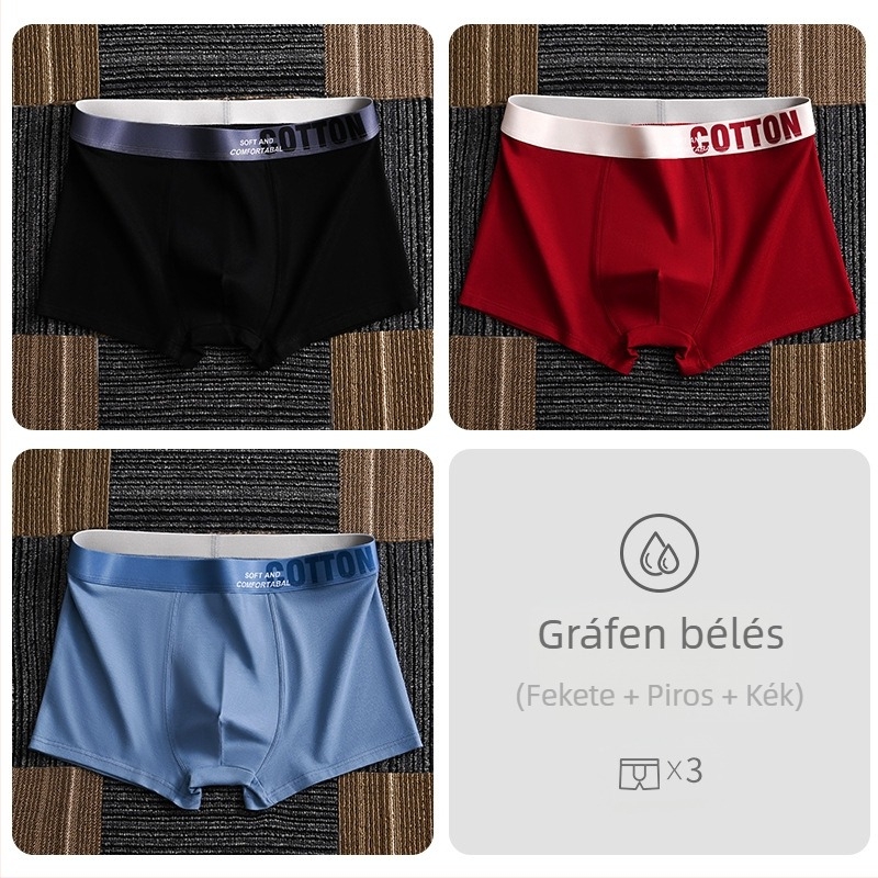 Yalu férfi pamut boxer brief – lélegző, antibakteriális, izzadságot felszívó, középmagas derékhossz, egyszínű, nagy méret