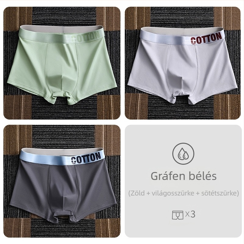 Yalu férfi pamut boxer brief – lélegző, antibakteriális, izzadságot felszívó, középmagas derékhossz, egyszínű, nagy méret