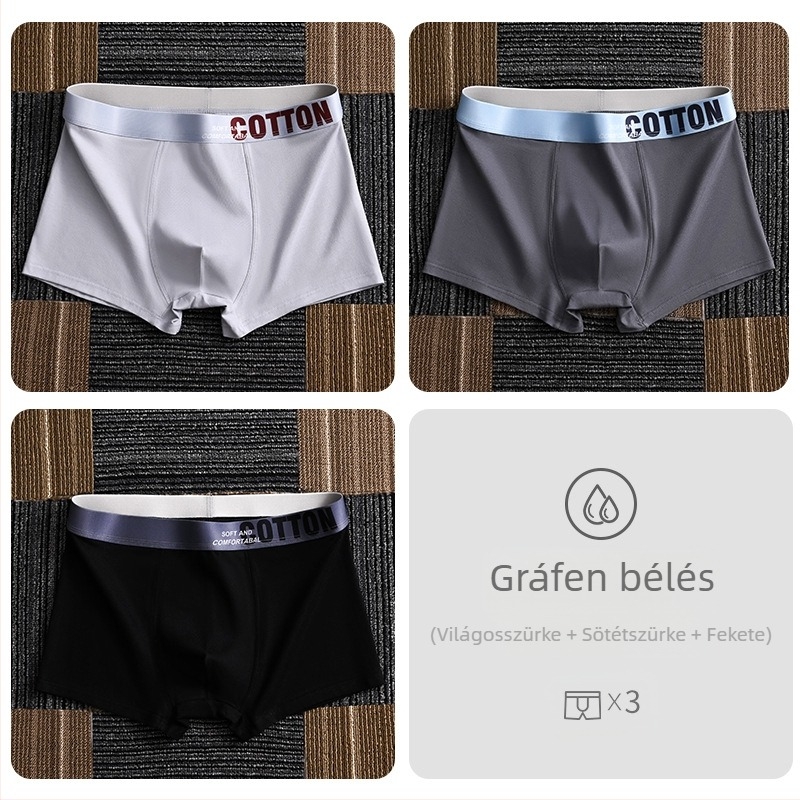 Yalu férfi pamut boxer brief – lélegző, antibakteriális, izzadságot felszívó, középmagas derékhossz, egyszínű, nagy méret