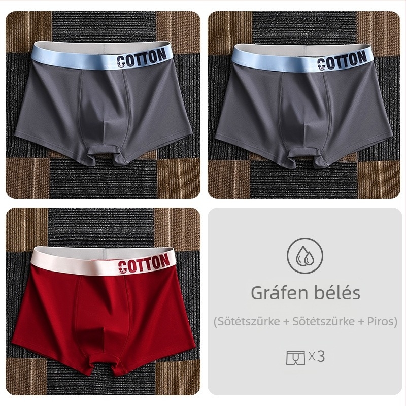 Yalu férfi pamut boxer brief – lélegző, antibakteriális, izzadságot felszívó, középmagas derékhossz, egyszínű, nagy méret