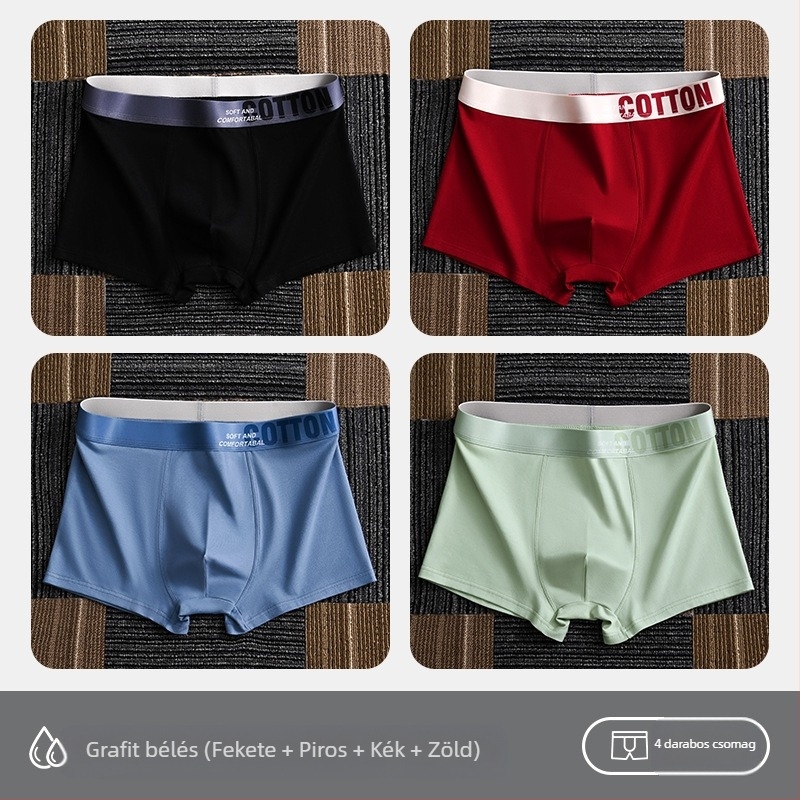 Yalu férfi pamut boxer brief – lélegző, antibakteriális, izzadságot felszívó, középmagas derékhossz, egyszínű, nagy méret