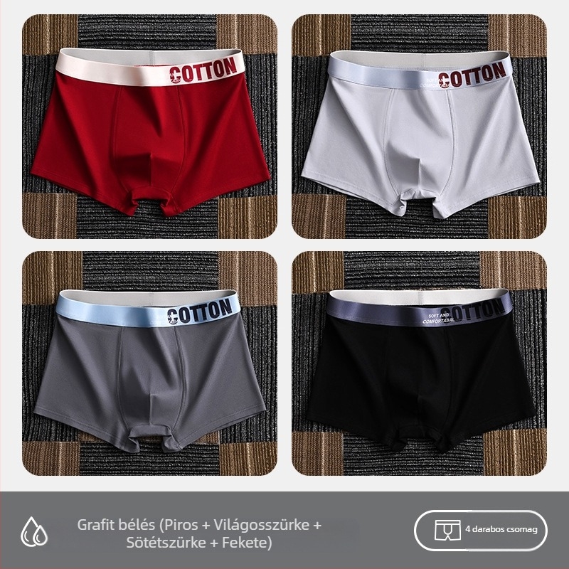 Yalu férfi pamut boxer brief – lélegző, antibakteriális, izzadságot felszívó, középmagas derékhossz, egyszínű, nagy méret