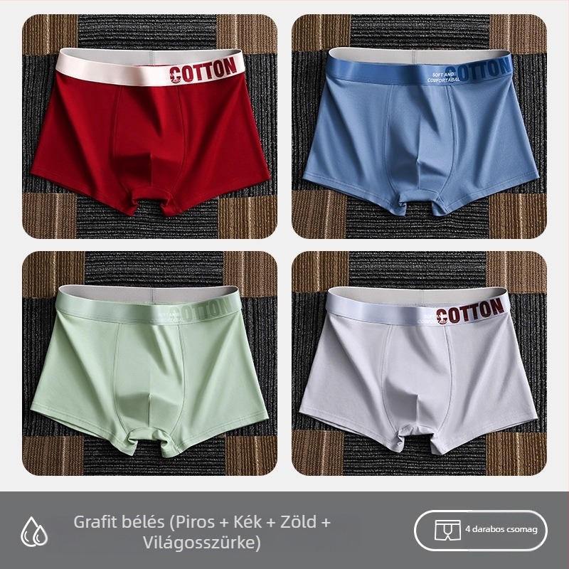 Yalu férfi pamut boxer brief – lélegző, antibakteriális, izzadságot felszívó, középmagas derékhossz, egyszínű, nagy méret