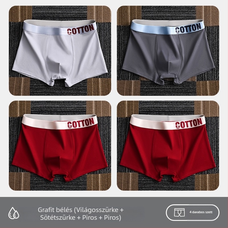 Yalu férfi pamut boxer brief – lélegző, antibakteriális, izzadságot felszívó, középmagas derékhossz, egyszínű, nagy méret