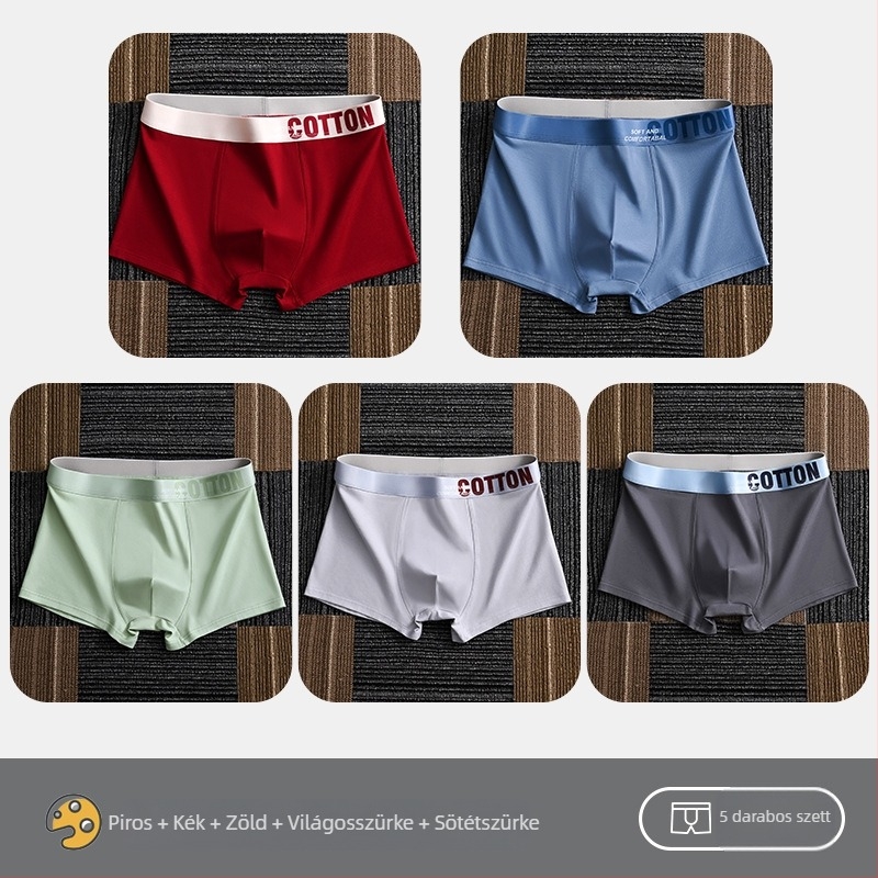 Yalu férfi pamut boxer brief – lélegző, antibakteriális, izzadságot felszívó, középmagas derékhossz, egyszínű, nagy méret