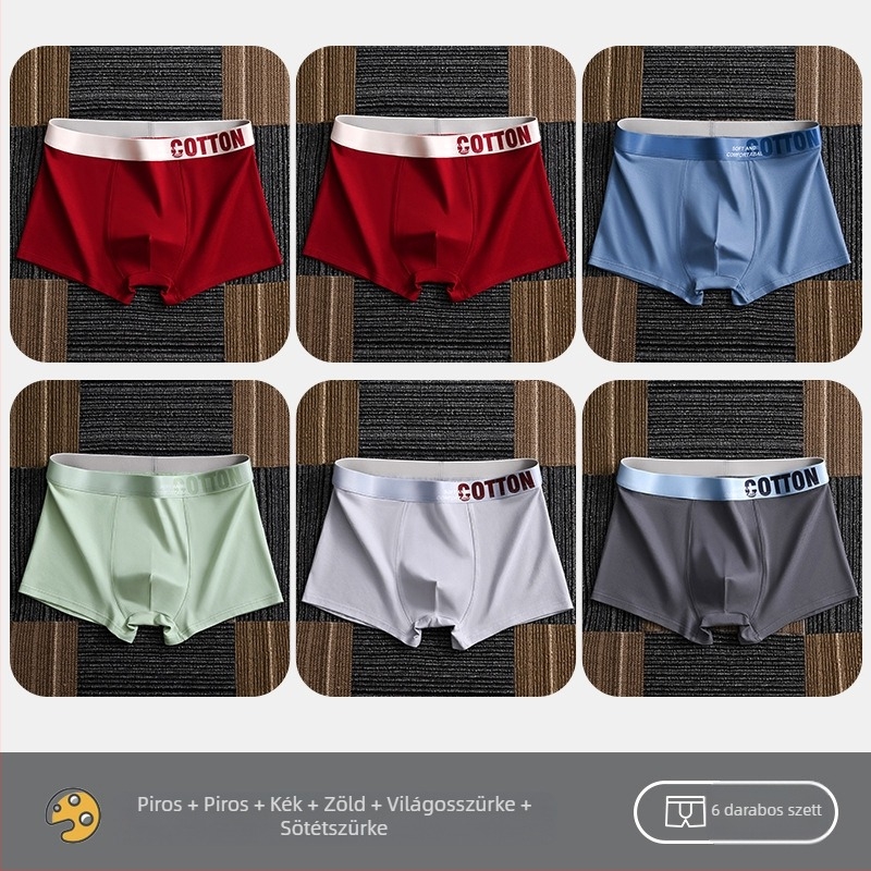 Yalu férfi pamut boxer brief – lélegző, antibakteriális, izzadságot felszívó, középmagas derékhossz, egyszínű, nagy méret