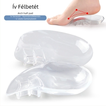 Átlátszó lábboltozat-félbetét felnőtteknek, belső és külső ívelt lábszárakkal, ortopédiai lábboltozat-párna hátsó rész, lapos lábboltozat-támasztó talpbetét