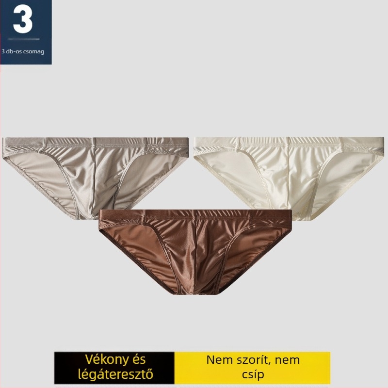 Új szatén férfi alsónemű fiúknak, jégselyem, U-konvex, ultravékony, szexi alsó, fiatal férfiaknak, egyrészes nadrág