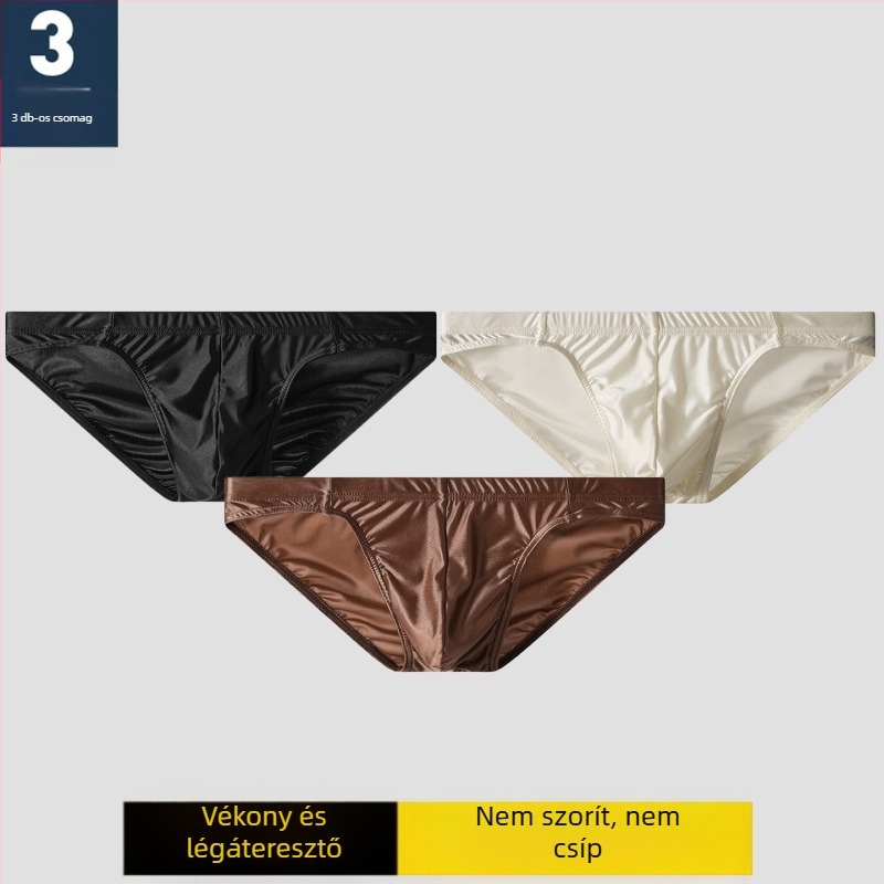 Új szatén férfi alsónemű fiúknak, jégselyem, U-konvex, ultravékony, szexi alsó, fiatal férfiaknak, egyrészes nadrág