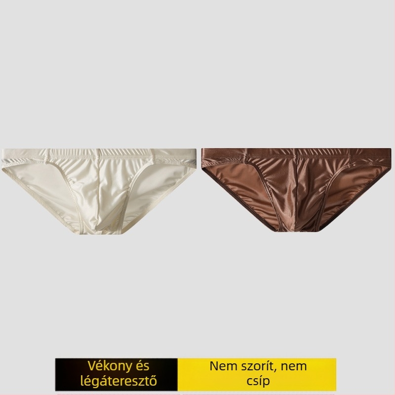 Új szatén férfi alsónemű fiúknak, jégselyem, U-konvex, ultravékony, szexi alsó, fiatal férfiaknak, egyrészes nadrág