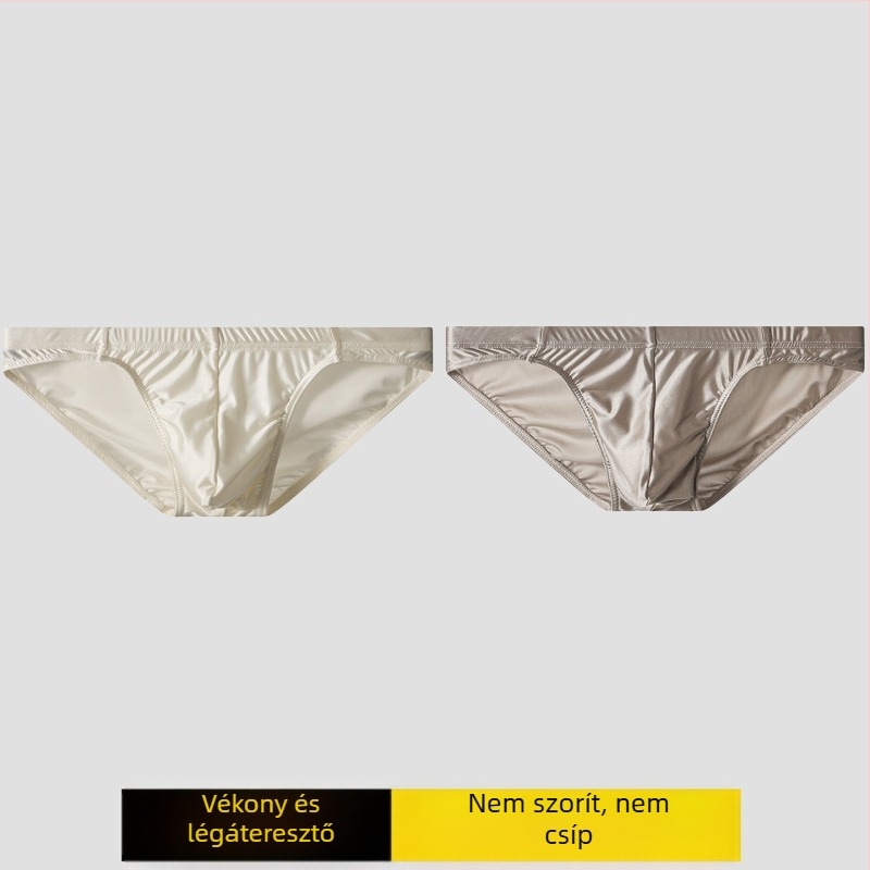 Új szatén férfi alsónemű fiúknak, jégselyem, U-konvex, ultravékony, szexi alsó, fiatal férfiaknak, egyrészes nadrág