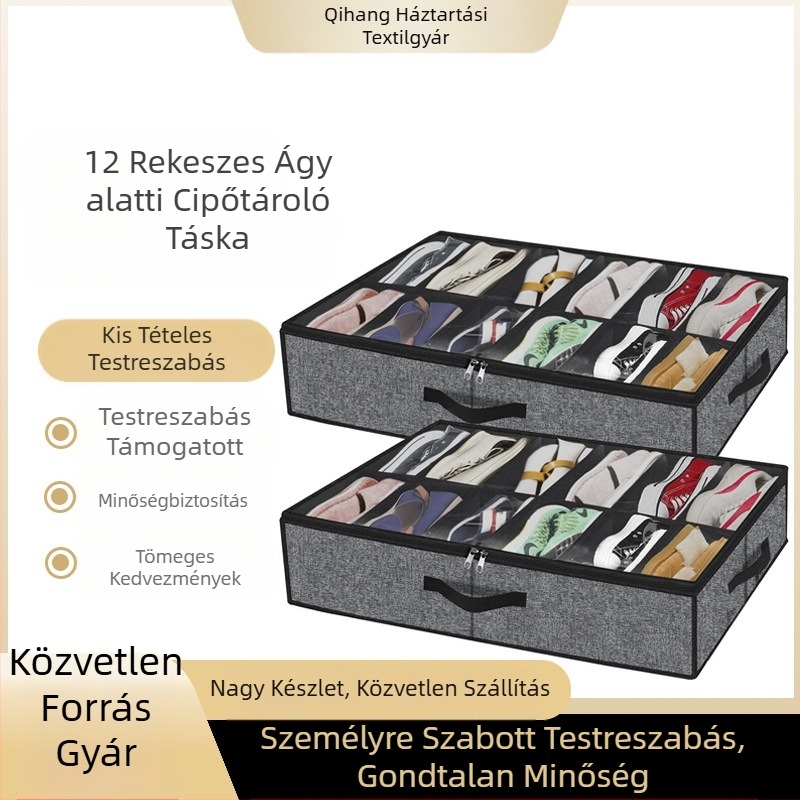 Amazon ágyneműtartós cipőtároló táska összecsukható, nem szőtt, 12 rácsos cipődoboz-befejező táska otthoni tárolódoboz nagykereskedelem