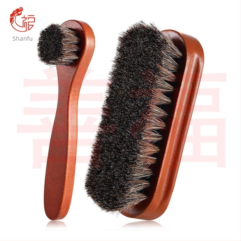 Kiváló minőségű karbantartást nyújtó tömörfa cipőkefe-készlet bőr cipők csizmák ápolására teljes készlet kefetisztító kefe lósörte kefe öltöny