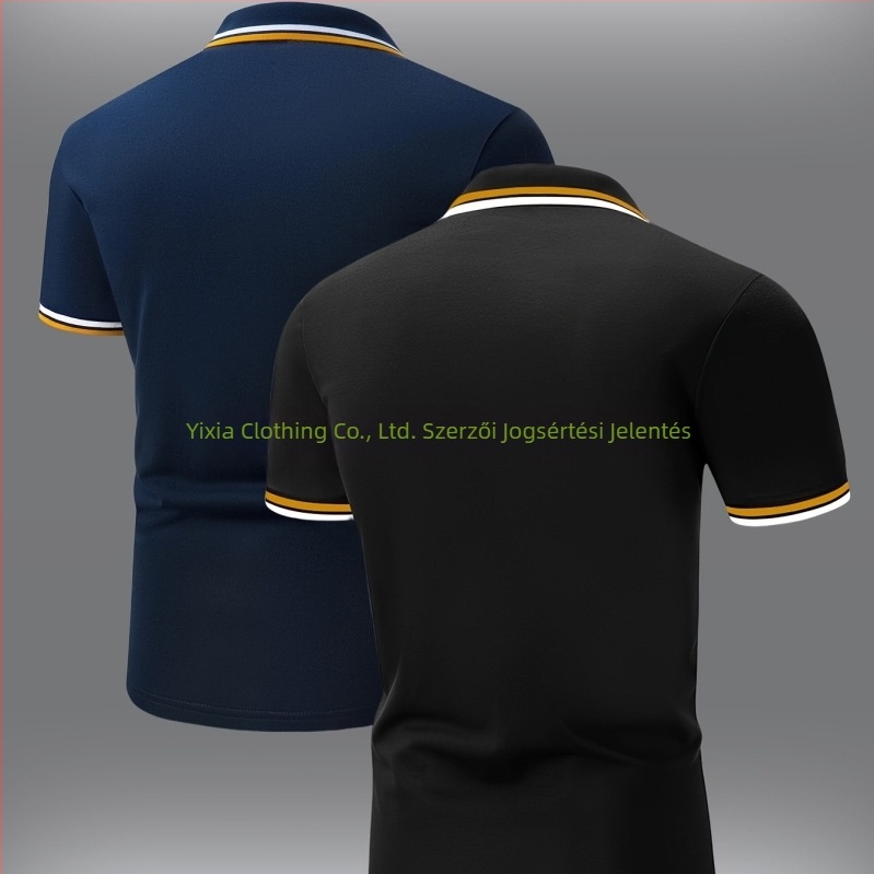 Férfi rövid ujjú ing csomag kontrasztos gallérral - könnyű poliészter, puha kék és rózsaszín