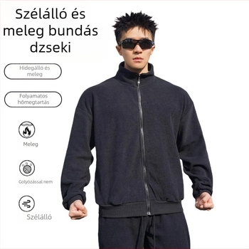 Őszi és téli új férfi öltöny, polár béléssel, vastagított pulóver, polár kabát, laza cipzár, divatos fitneszfelső