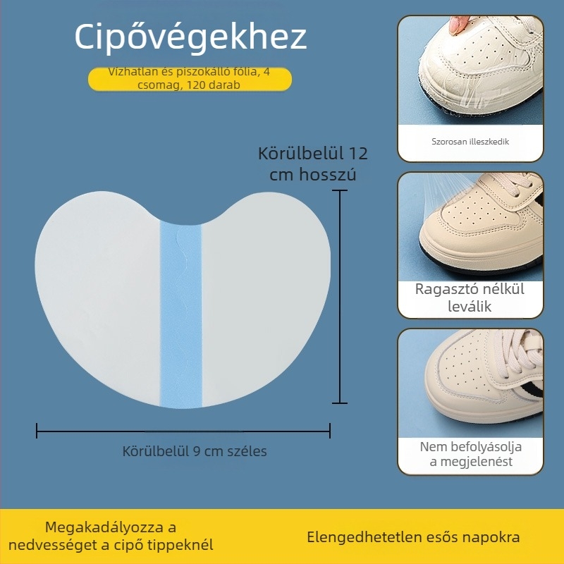 Felső vízálló matrica, lábujjvédő fólia nedvesség és szennyeződés ellen, nem nedves cipővédő huzat esős napokra, esőálló, nedvességálló és kopásálló