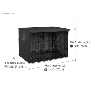 Határokon átnyúló Amazon kutyaketrec-takaró, erős Oxford szövet kültéri kutyaketrec-takaró, vasketrec-takaró, szélálló, esőálló, hóálló és porálló takaró